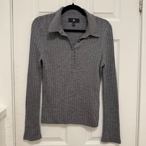 Banana Republic Grey Bell Sleeved Merino Wool Sweater